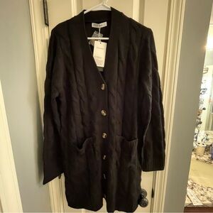 Black Cable Knit Cardigan